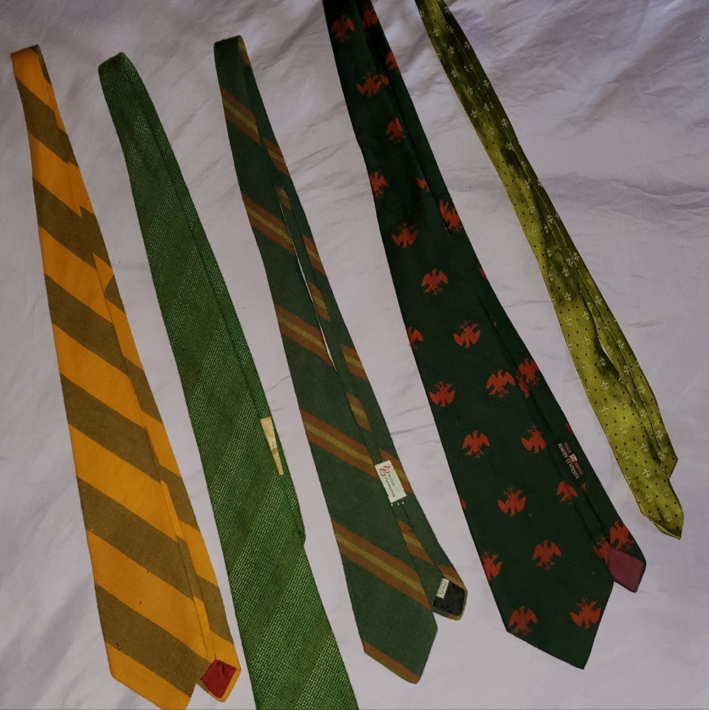 Collection of 5 vintage ties in shades of green